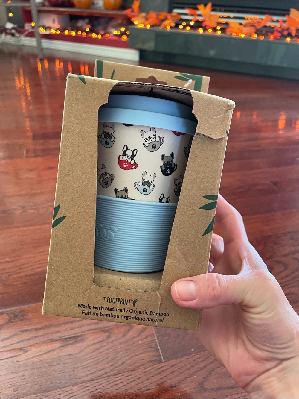French Bulldog pattern Bamboo Reusable Travel Cup
